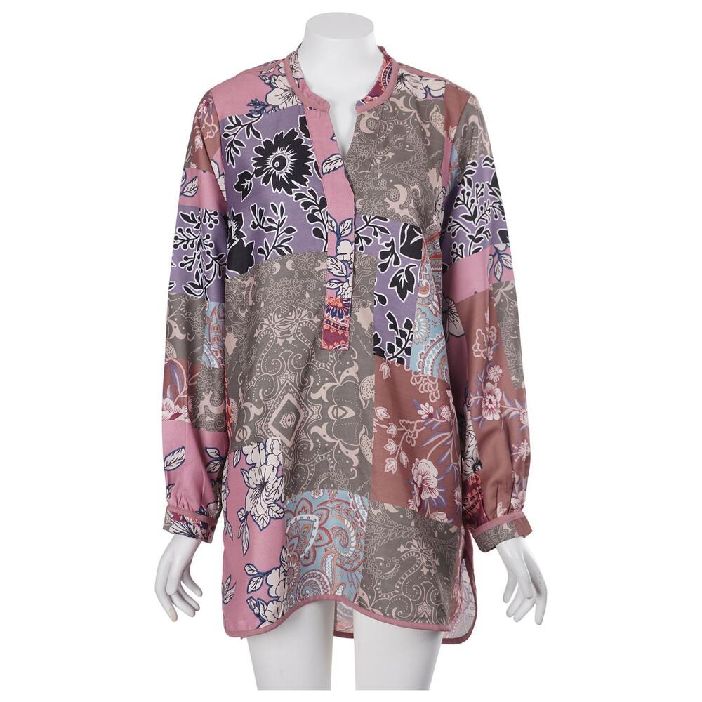 NWT Soft Surroundings Alvadore Fleur Top M Patchwork Floral Print Tunic Hi-Low